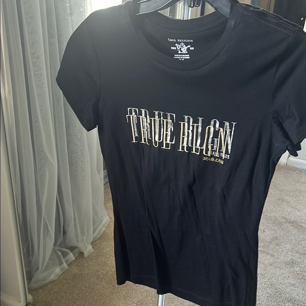 True Religion Black Fitted Short Sleeve Tee